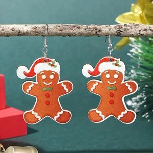 3/$12~Gingerbread Man Christmas Earrings